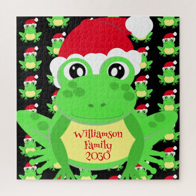 Christmas Frog Weihnachtsmannmütze Pattern Black N (Vertikal)