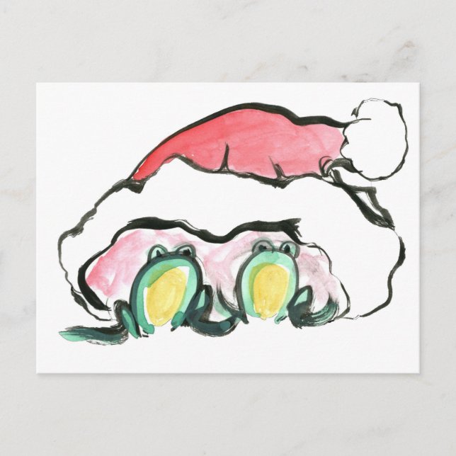 Christmas Frong Dup - Sumi-e Feiertagspostkarte (Vorderseite)