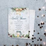 Christmas Frosty Snowly Winter Brautparty Einladung<br><div class="desc">Liebe schmilzt im Winterfrost die Herzen. Zeit,  um Ihr winterliches Brautparty zu feiern. Gemütliches Aquarellwinterdesign mit moderner Kalligraphie-Schrift,  Tanne und heiliger Kranz mit Bogen,  brennender Kerze auf frostigem,  schneebedecktem Hintergrund. Der Text kann leicht für ein einzigartiges Design für Ihren besonderen Tag personalisiert werden.</div>