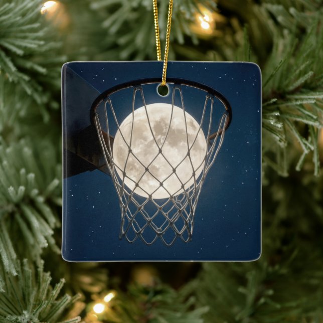 Christmas Full Moon In a Basketball Net Keramikornament (Baum)