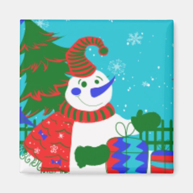 CHRISTMAS FUN MAGNETS - SNOWMAN ARTWORK - GIFTS MAGNET (Vorne)