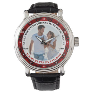 Christmas Funny Couple Foto Buffalo Rahmen Armbanduhr