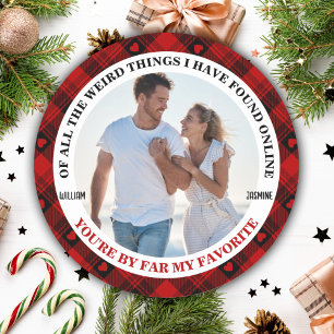 Christmas Funny Couple Foto Buffalo Rahmen Runder Aufkleber