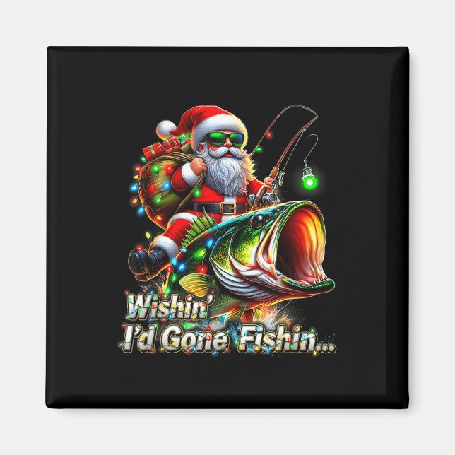 Christmas Funny Fish Santa Fishing Merry Fishmas  Magnet (Vorne)