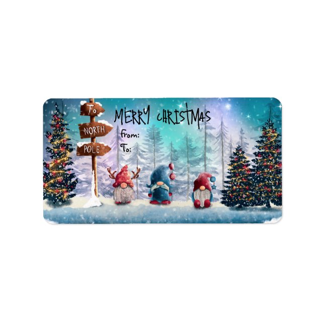 Christmas Funny Gnomes Adressaufkleber (Vorne)