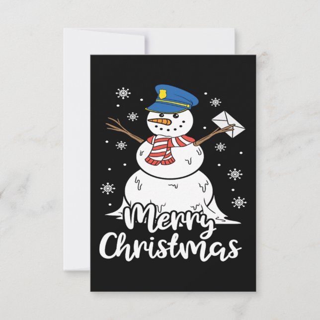 Christmas Funny Postman Mailman Snowman Xmas Gesch Dankeskarte (Vorderseite)