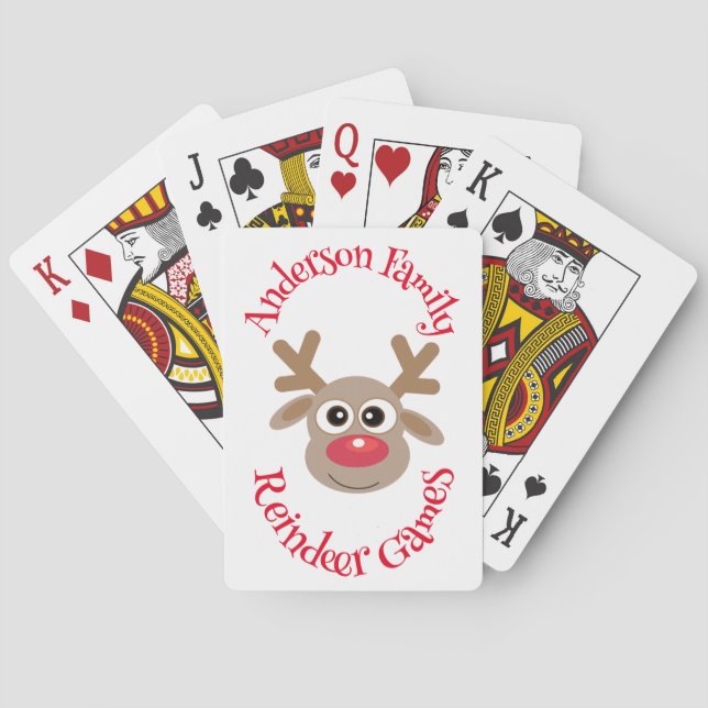 Christmas Funny Reindeer Cartoon Novelty Niedlich Spielkarten (Rückseite)