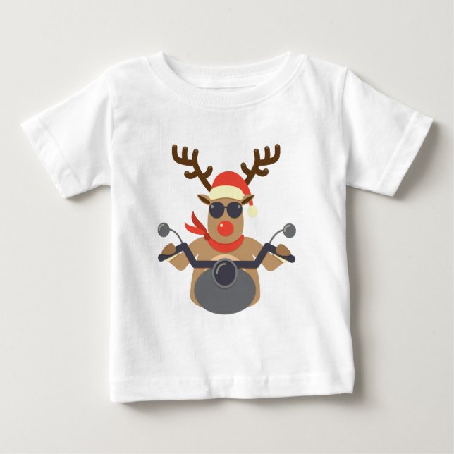Christmas Funny Rudolf Biker Motorrad Baby T-shirt (Vorderseite)