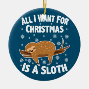 Christmas Funny Sloth Keramik Ornament