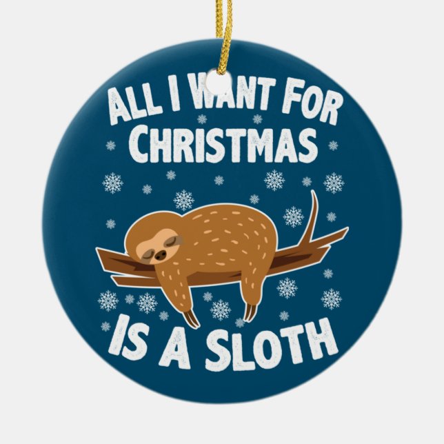 Christmas Funny Sloth Keramik Ornament (Vorne)