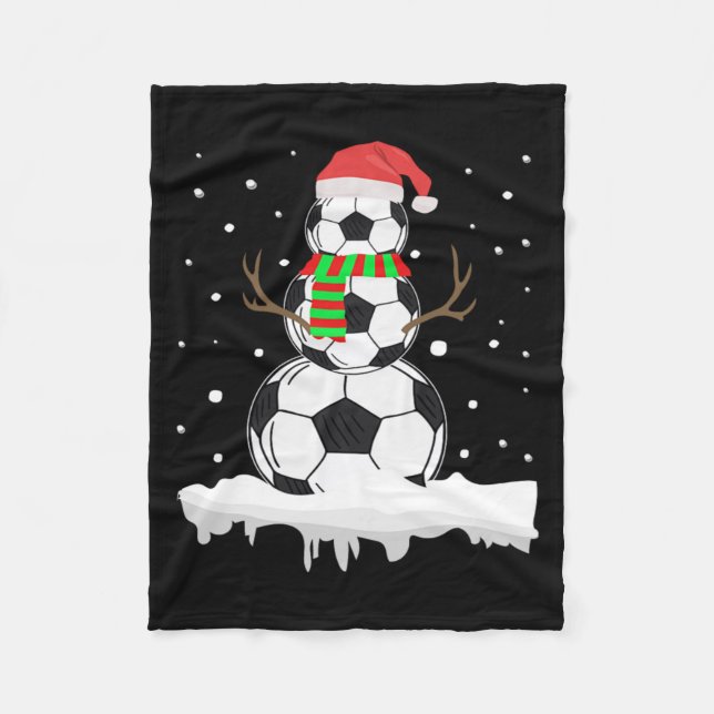 Christmas Funny Soccer Ball Snowman Xmas Sport Fleecedecke (Vorderseite)
