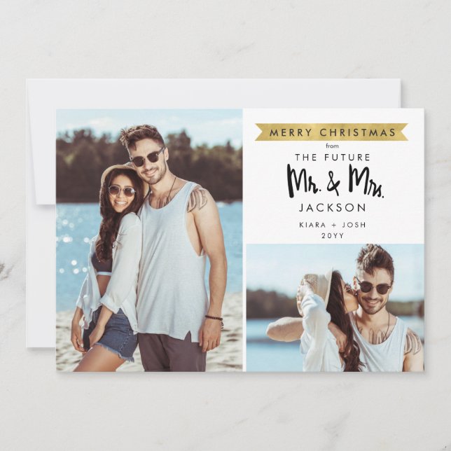 Christmas Future Mr. und Mrs Save the Date 2 Foto (Vorderseite)