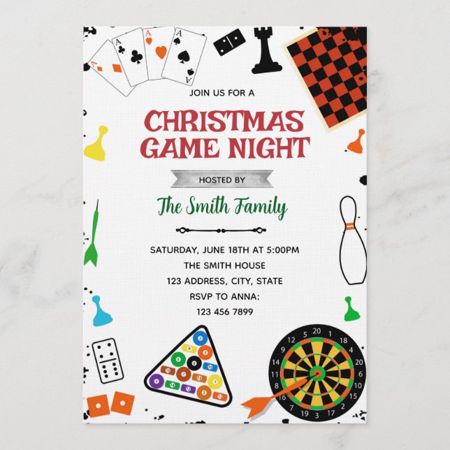 Christmas Game night party invitation (Devant)