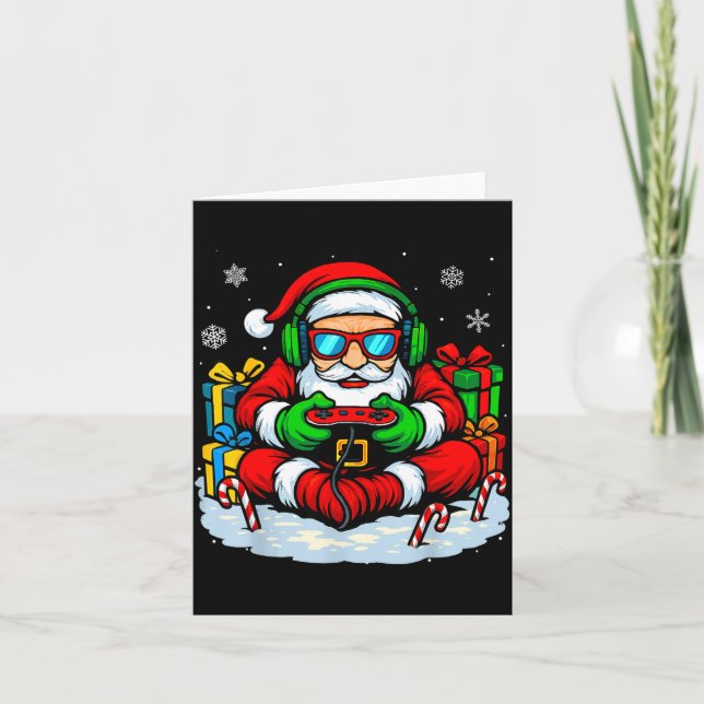 Christmas Gamer Boys Video Game Xmas Funny Santa G Karte (Vorderseite)