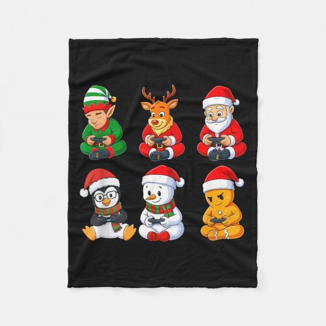Christmas Gamer Boys Video Games Santa Elf Reindee Fleecedecke (Vorderseite)