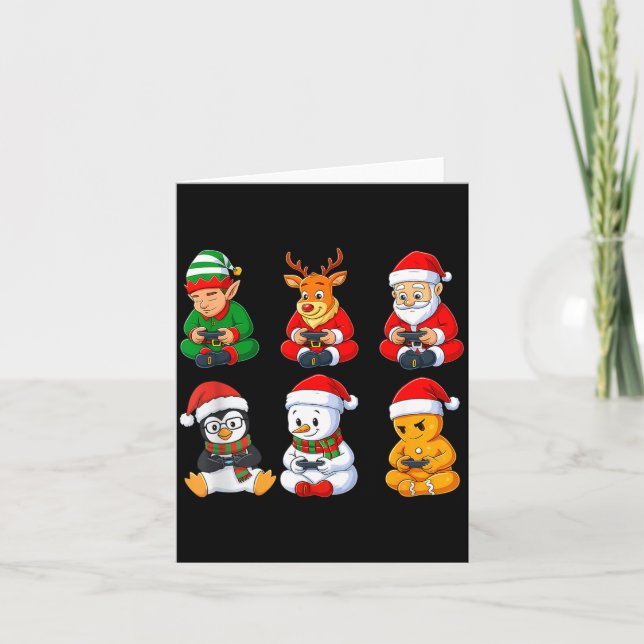 Christmas Gamer Boys Video Games Santa Elf Reindee Karte (Vorderseite)