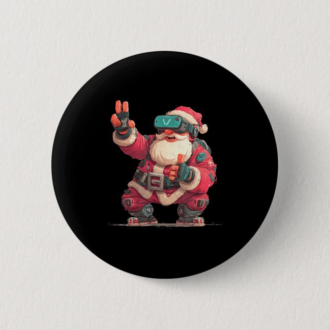 Christmas Gamer Look With This Cool Vr Santa Claus Button (Vorderseite)