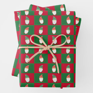 Christmas Garden Gnome Elf Wrapping Paper Geschenkpapier Set