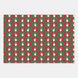 Christmas Garden Gnome Elf Wrapping Paper Geschenkpapier Set