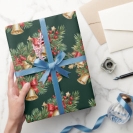 Christmas Garland Wrapping Paper with Bells & Bows Geschenkpapier