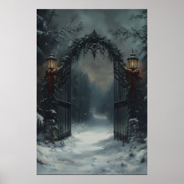 Christmas Gate Gothic Winter Wall Art, Victorian C Poster