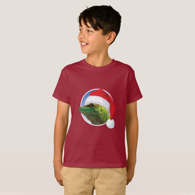 Christmas Gecko - Der grundlegende T - Shirt der K (Vorne ganz)