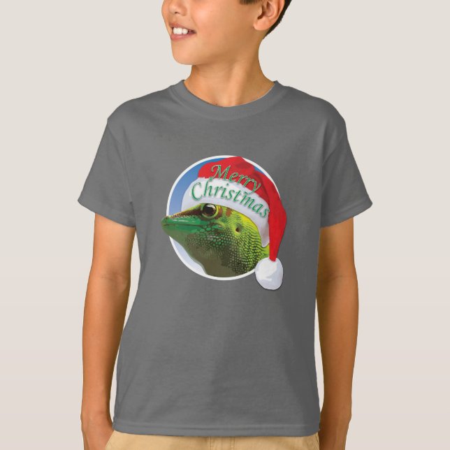 Christmas Gecko - Kids' Basic Hanes T - Shirt (Vorderseite)