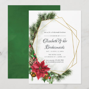 Christmas Geometric Wedding Bridesmaids Luncheon Einladung
