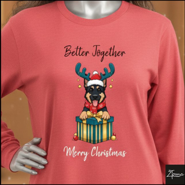 Christmas German Shepherd Reindeer Gift Graphic Tri-Blend Shirt (Von Creator hochgeladen)