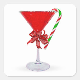 Christmas-Geschenk-Martini-Cocktail Quadratischer Aufkleber
