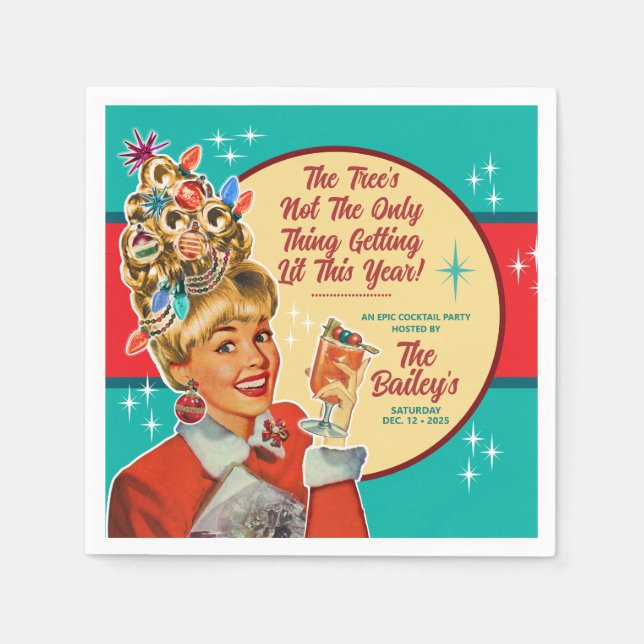 Christmas Getting Lit This Year Cocktail Napkins 1 Serviette (Vorderseite)