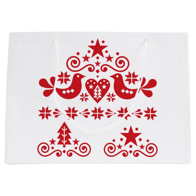 CHRISTMAS GIFT BAG CHRISTMAS SWEDISH PATTERN GROßE GESCHENKTÜTE (Vorderseite)