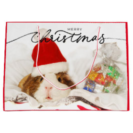 CHRISTMAS GIFT BAG HAMSTER MIT WEIHNACHTSMANNMÜTZE GROßE GESCHENKTÜTE