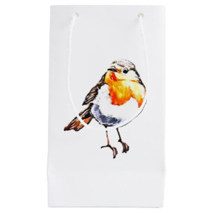 CHRISTMAS GIFT BAG RED ROBIN DESIGN KLEINE GESCHENKTÜTE