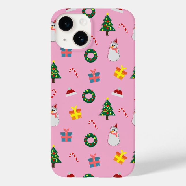 Christmas Gift – Cute Holiday Pattern with Snowman Case-Mate iPhone 14 Hülle (Rückseite)