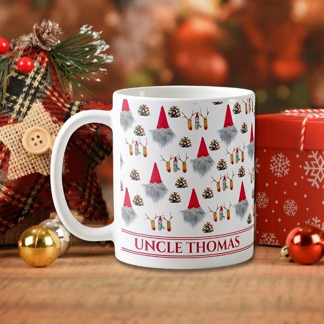 Christmas Gift For Uncle, Gnome & Reindeer Pattern Kaffeetasse (Von Creator hochgeladen)