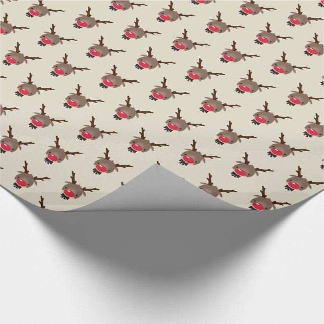 CHRISTMAS GIFT niedliche Rentierrote Nasenrudel Geschenkpapier (Ecke)