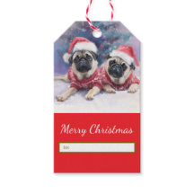 Christmas gift tag for pug lovers