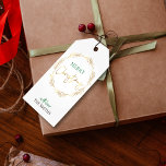 Christmas Gift Tag Gold Wreath Personalized Geschenkanhänger<br><div class="desc">Complete your Christmas gifts with a personalised faux gold foil effect Christmas gift tags. This luxury Merry Christmas label includes a gold wreath background and modern script font and a space for your name or family surname. On the back you can handwrite who the gift is for and your name....</div>