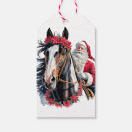 Christmas Gift Tag Santa Riding a Paint Horse Geschenkanhänger