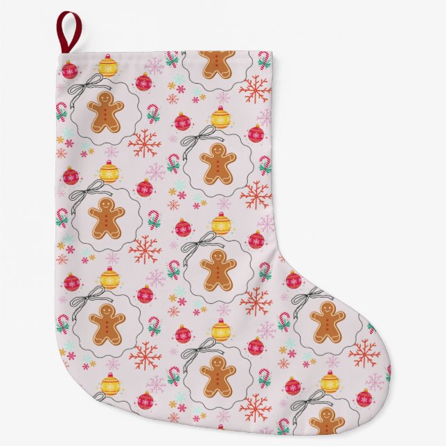 Christmas Gift  with Gingerbread Großer Weihnachtsstrumpf (Vorderseite)