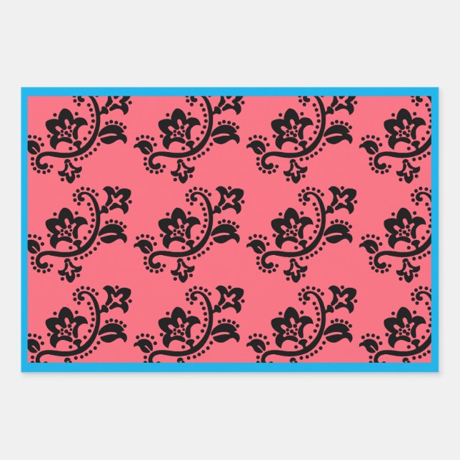 CHRISTMAS GIFT WRAP SHEED SCANDINAVIAN PATTERN GESCHENKPAPIER SET (Vorderseite)