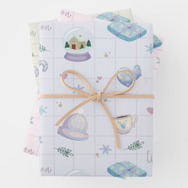 Christmas Gift Wrap with Festive Holiday Patterns  Geschenkpapier Set (Beispiel)