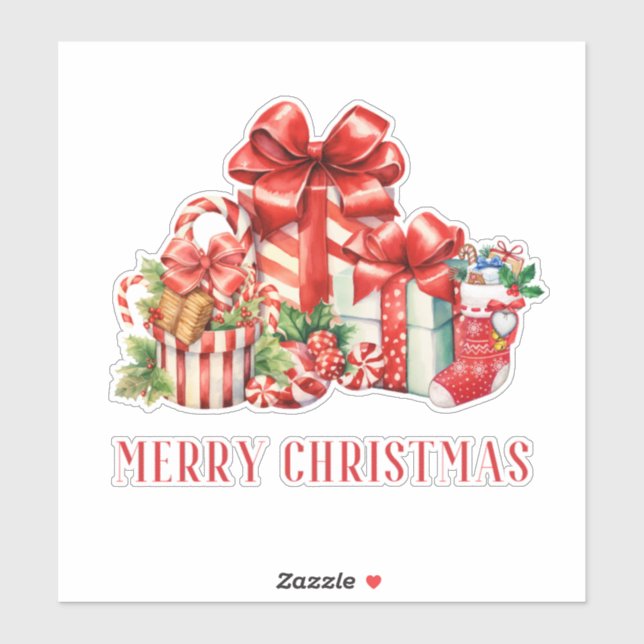 Christmas Gifts Presents Candy Cane Stickers  (Feuille)