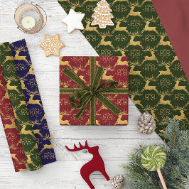 Christmas Gilded Leather Reindeer  Geschenkpapier Set