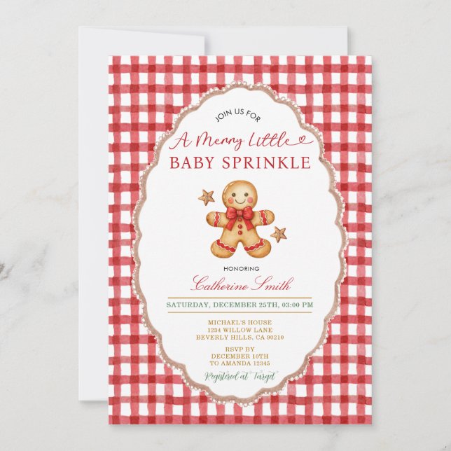 Christmas Gingerbread Baby Sprinkle Invitation Einladung (Vorderseite)