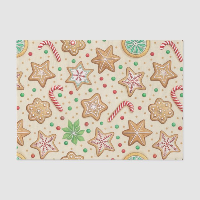 CHRISTMAS GINGERBREAD COOKIE AND CANDY CANES SEIDENPAPIER (Vorderseite)