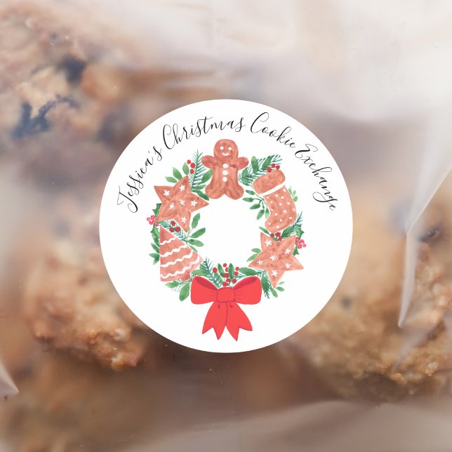 Christmas Gingerbread Cookie Exchange  Runder Aufkleber (Von Creator hochgeladen)