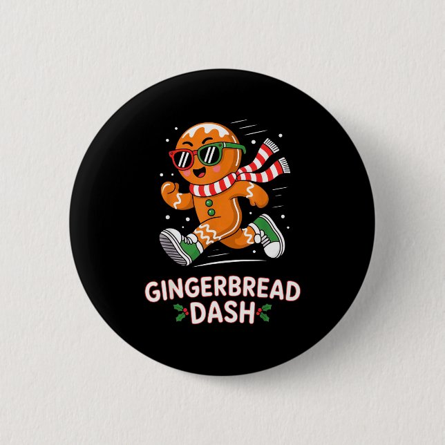 Christmas Gingerbread Dash Running Runner Xmas Mar Button (Vorderseite)