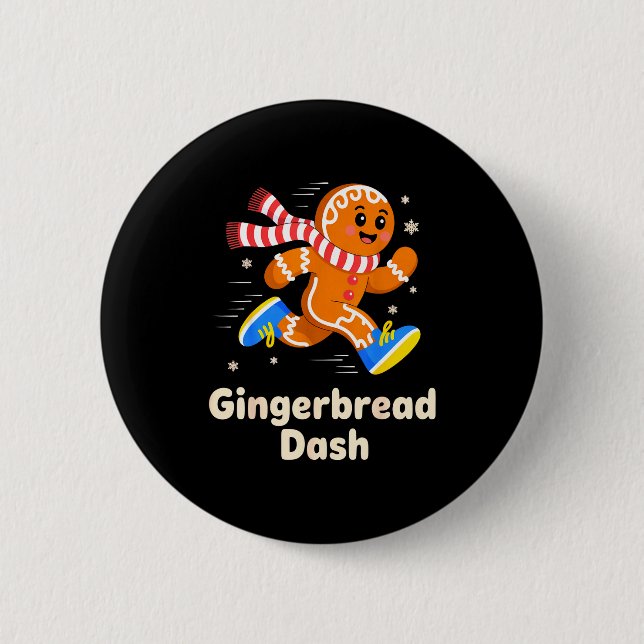 Christmas Gingerbread Dash Running Runner Xmas Mar Button (Vorderseite)